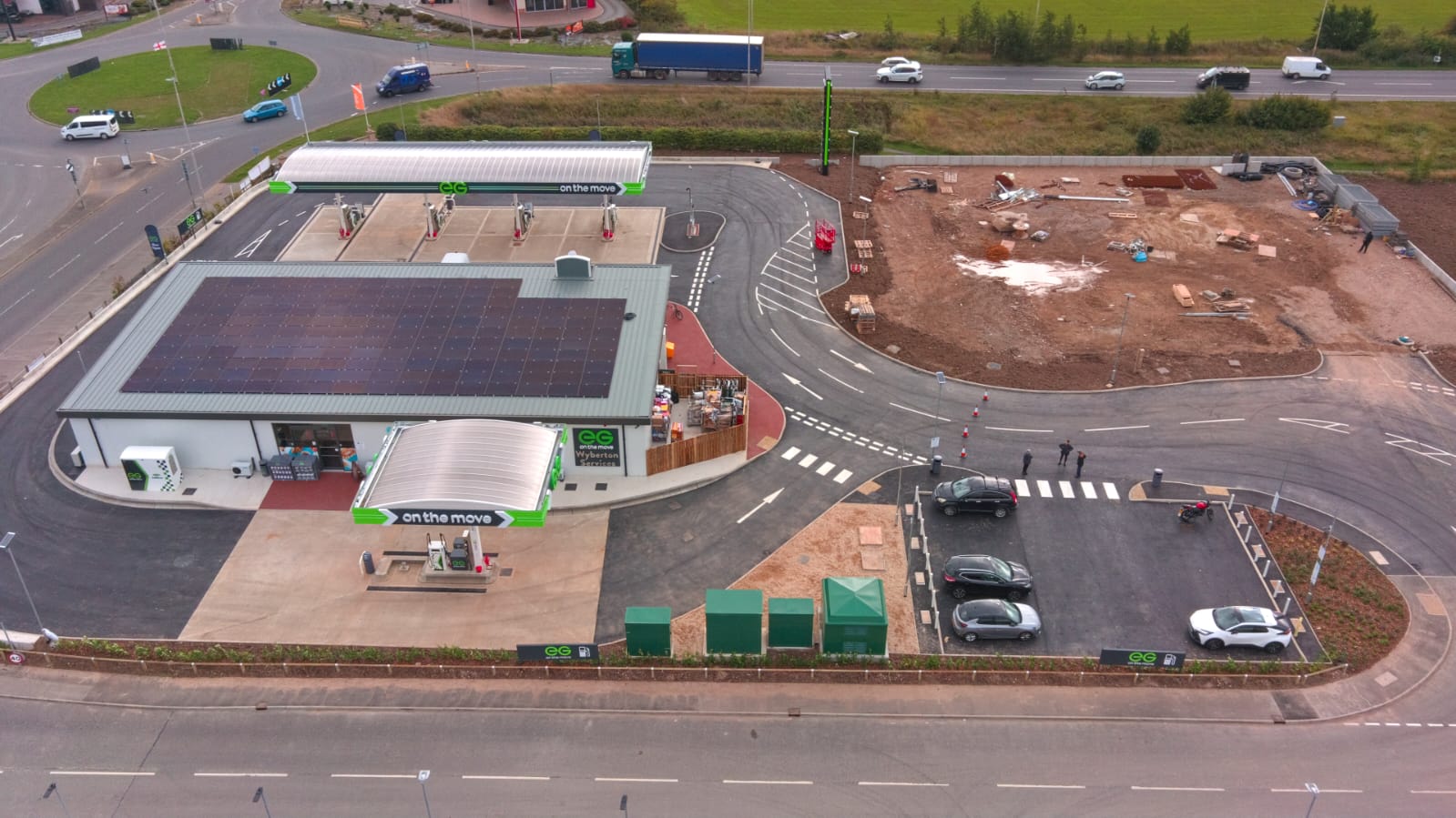 Line marking at a petrol station carried out by Lakeside Surfacing.